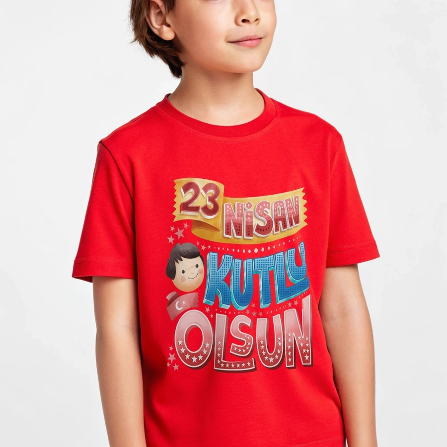 Çocuklar İçin Kişiye Özel Baskılı Pamuklu Tişört 3