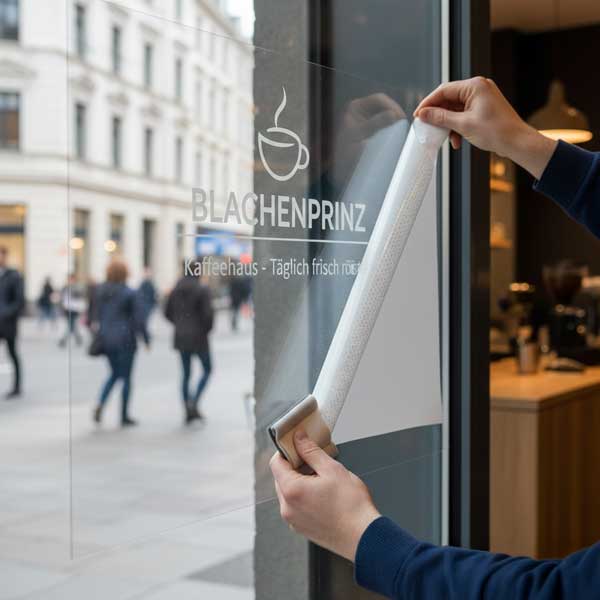 Easy Dot Aufkleber beim Anbringen an einem Fenster