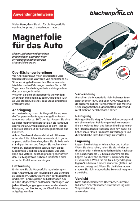 Mekrblatt für Auto-Magnetfolie
