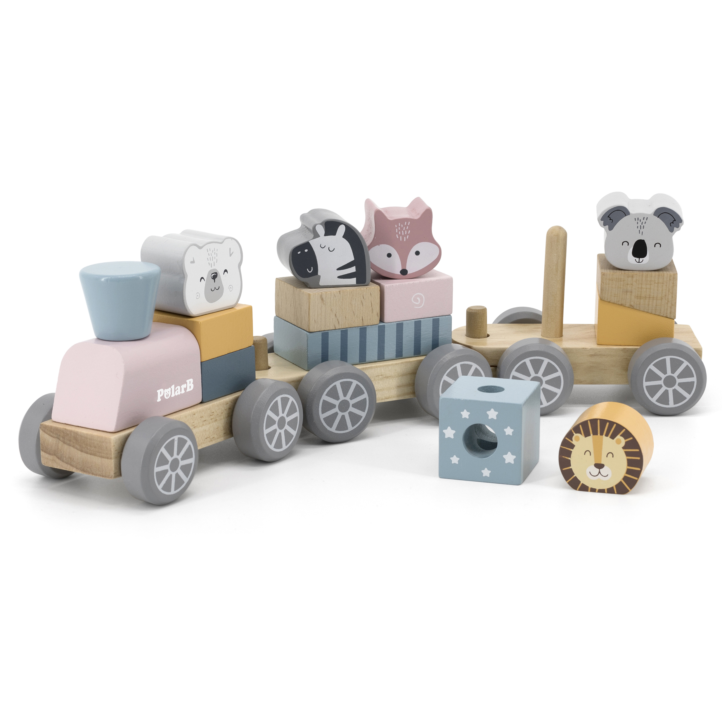 Eisenbahn aus Holz zum Stapeln