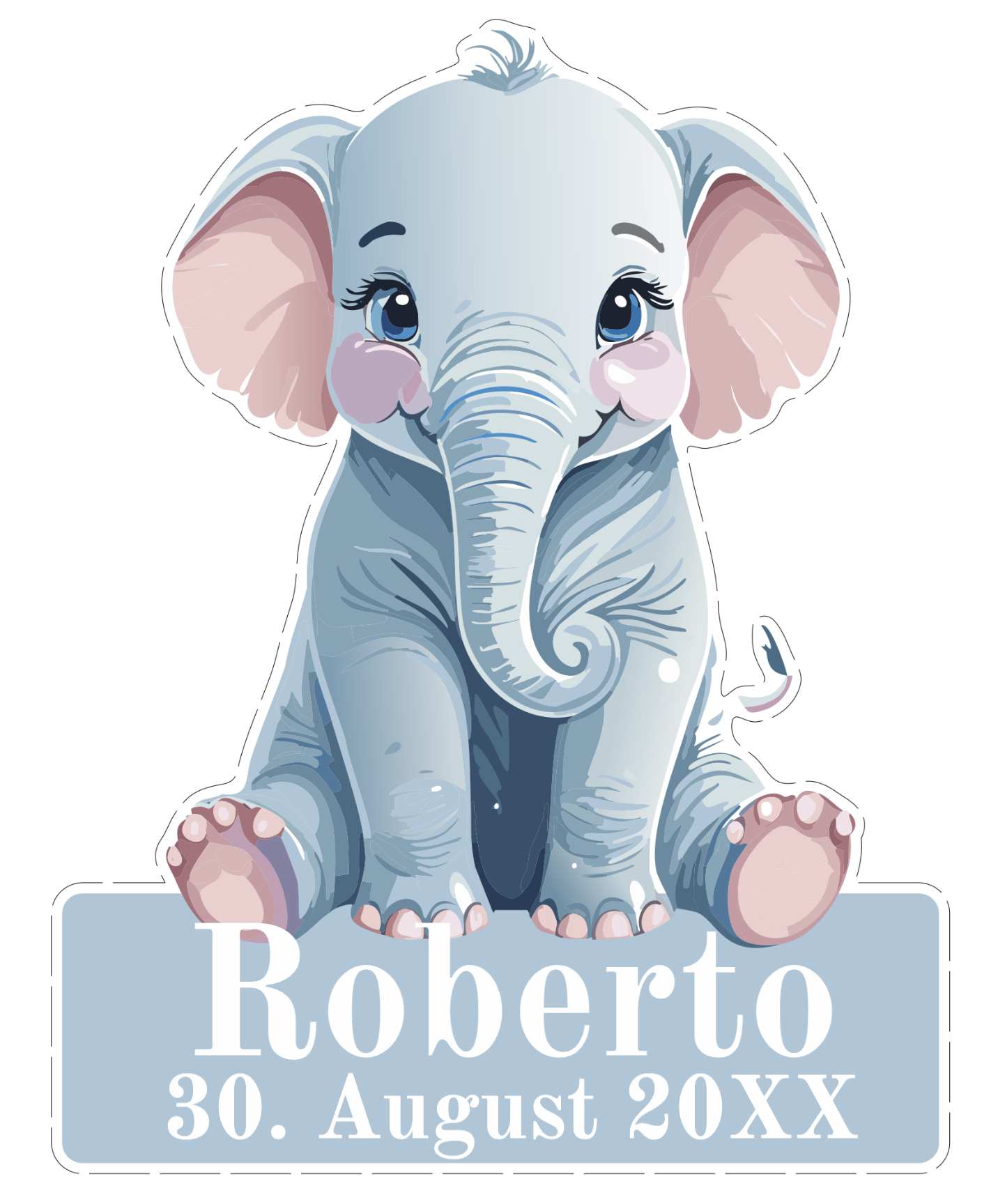 Geburtsschild Sitzender Elefant – Ein riesiges Glück für kleine Wunder