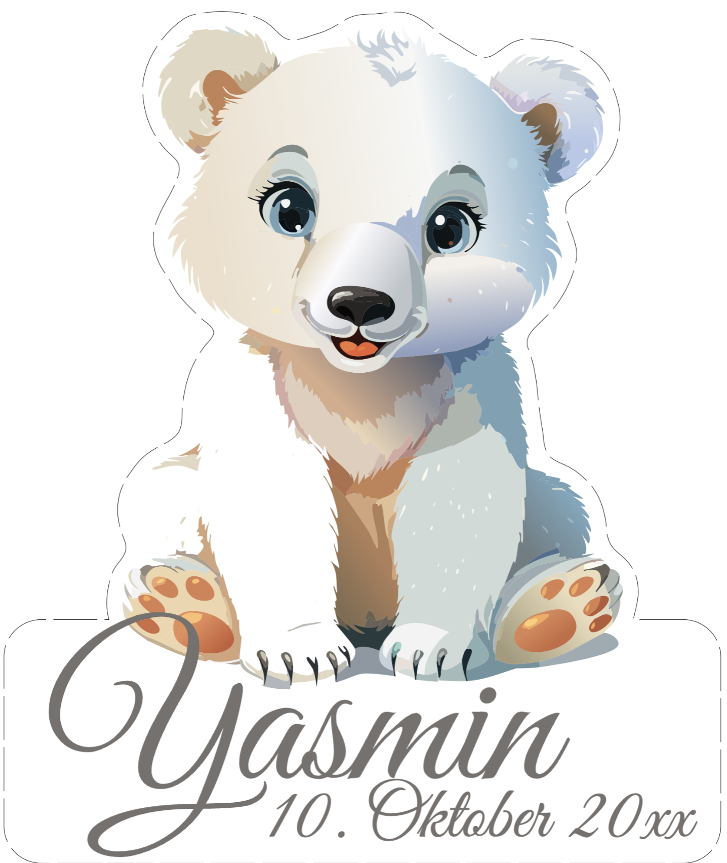 Geburtstafel Eisbärbaby: Knuddelige Willkommensgrüsse für Ihr Patenkind