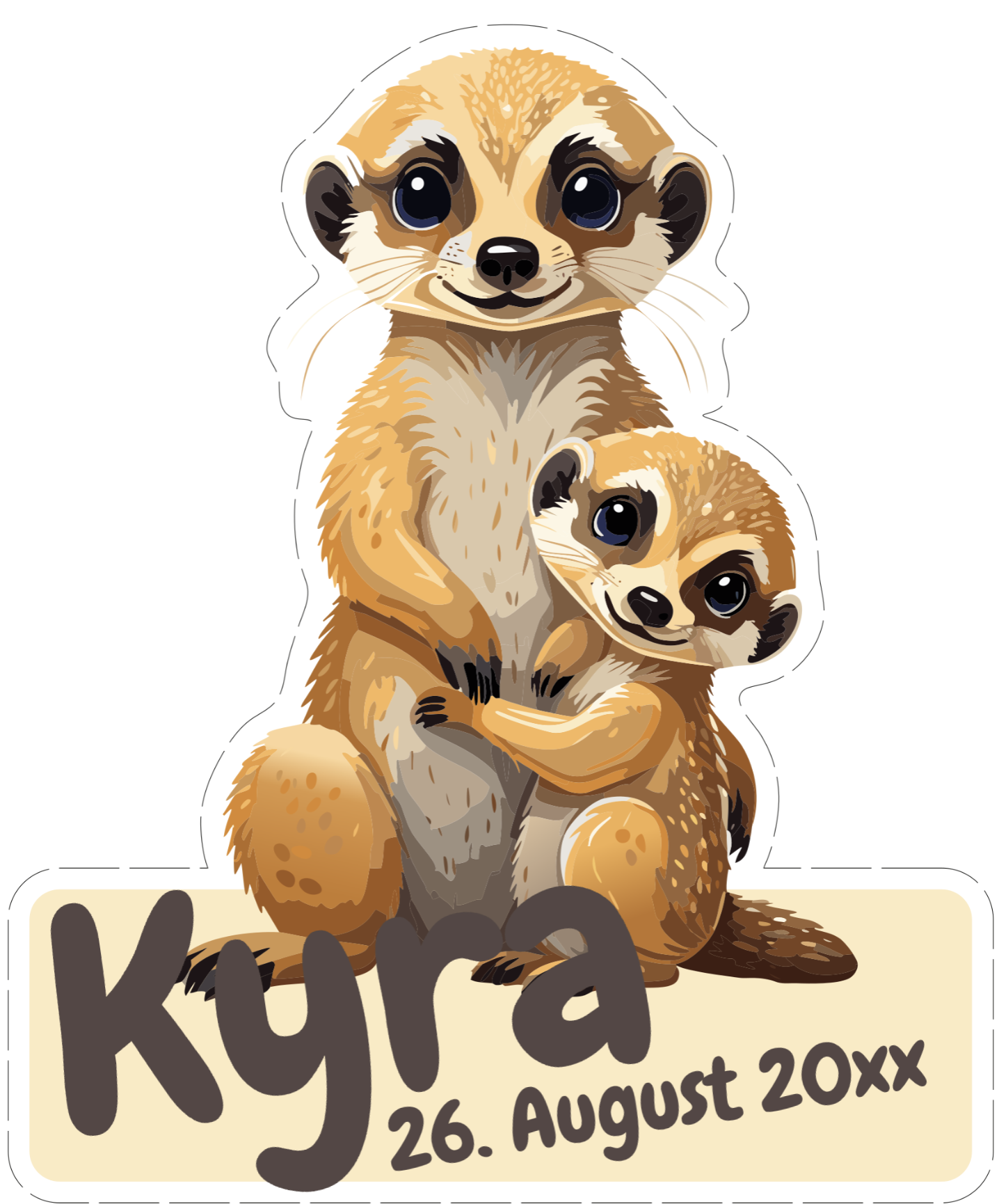 Geburtsschild Erdmännchen: Neugierige Wuschelfreunde zur Geburt