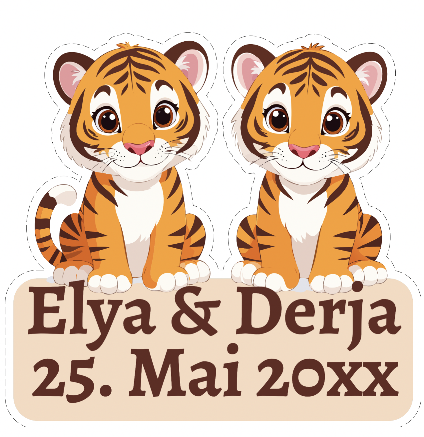 Geburtstafel Zwillinge Tiger – Willkommen im Dschungel-Abenteuer!