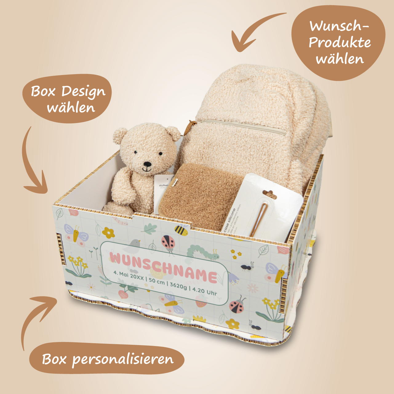 Individuelle Geschenkbox Bärenstark – Willkommensgruss zum Knuddeln