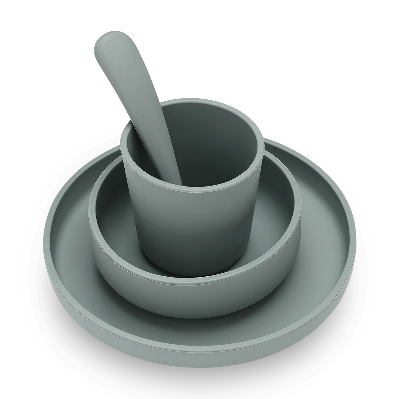 Geschirrset Silikon Ash Green - 4-teilig