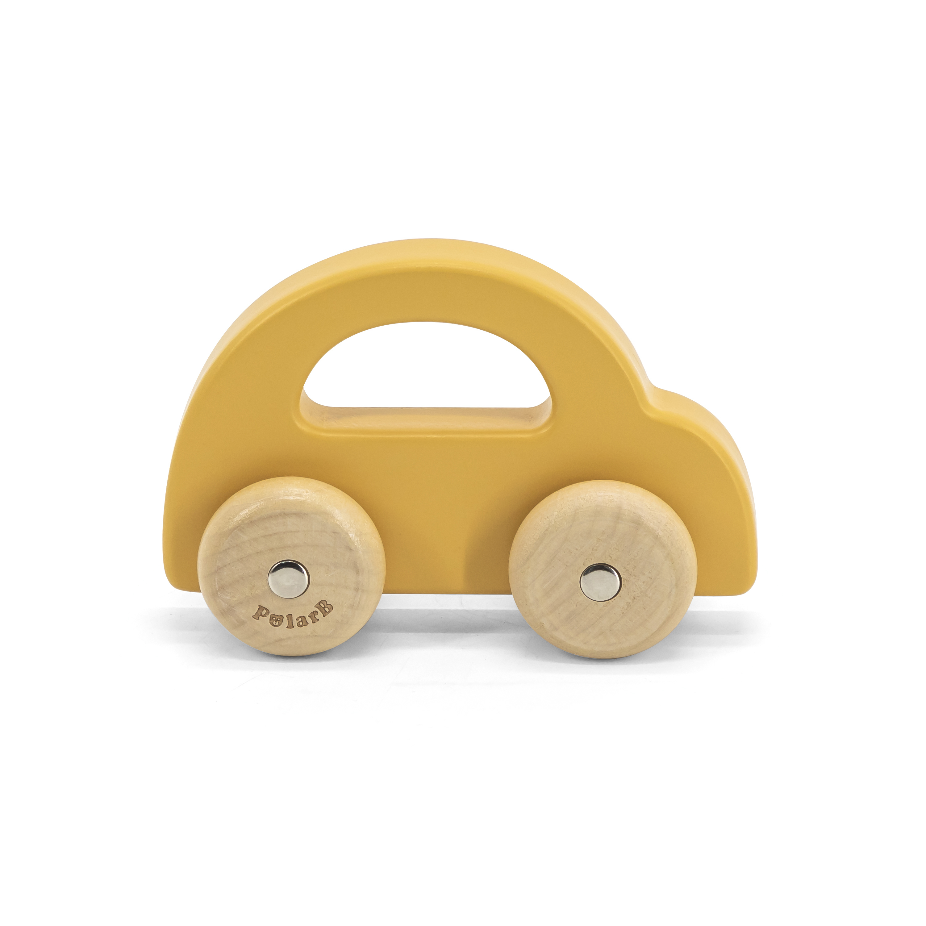 Holzauto Gelb – Ergonomisches Schiebeauto aus Naturholz für Babys & Kleinkinder