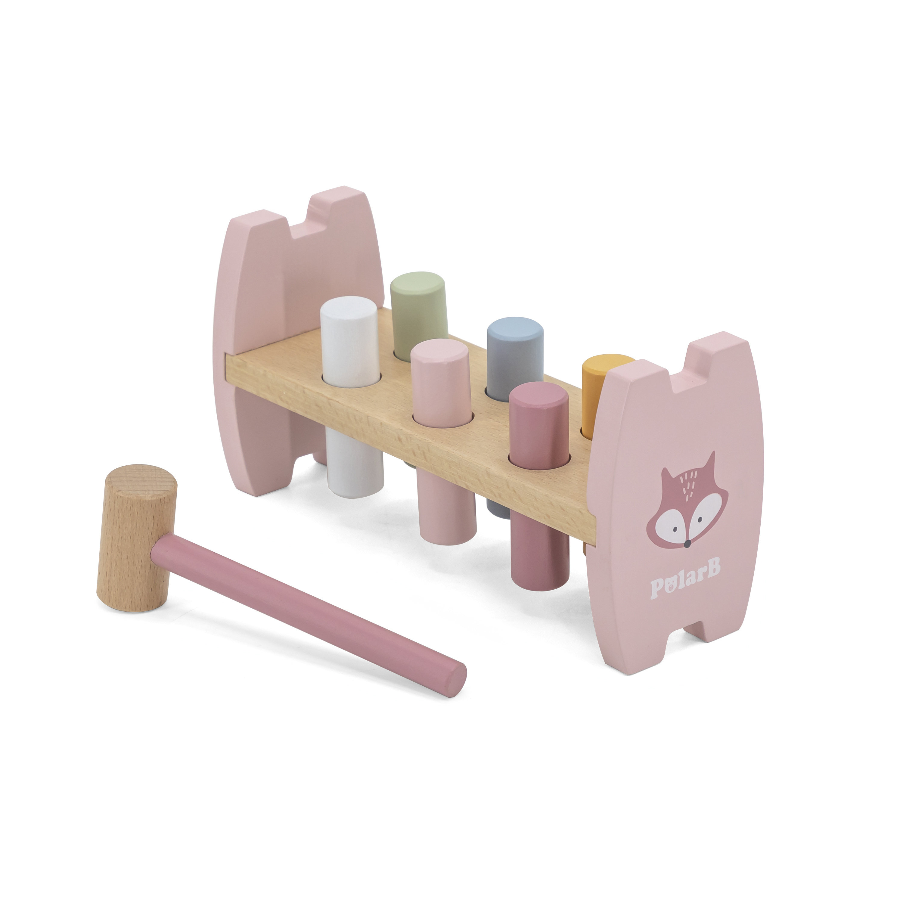 Klopfbank Fuchs aus Holz – Motorikspielzeug zur Förderung der Hand-Auge-Koordination