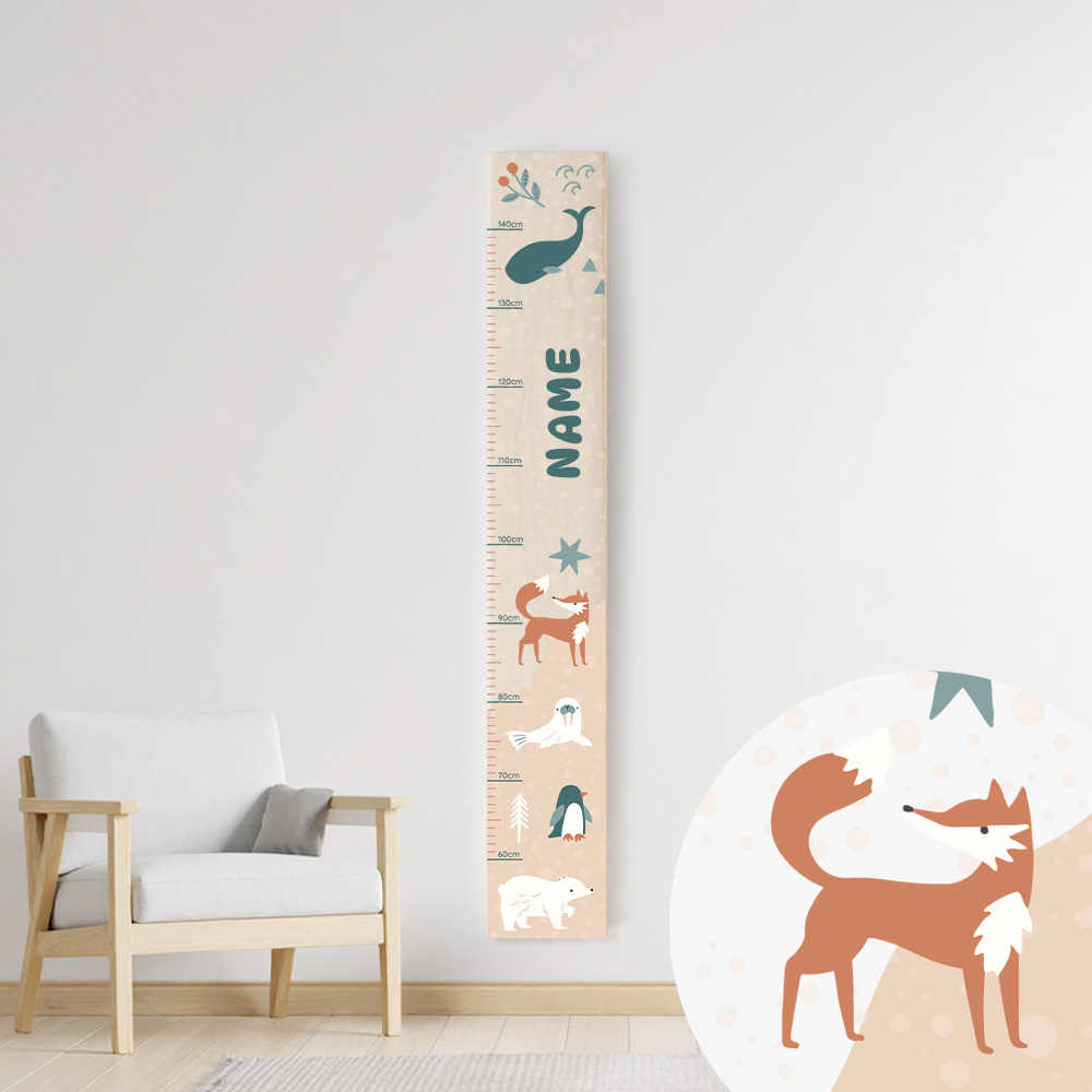 Personalisierte Holz-Messlatte arctic wave – Cooles Design für grosse Wachstumssprünge