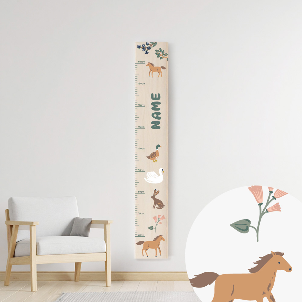 Personalisierte Holz-Messlatte autumn park – Goldene Momente beim Wachsen festhalten