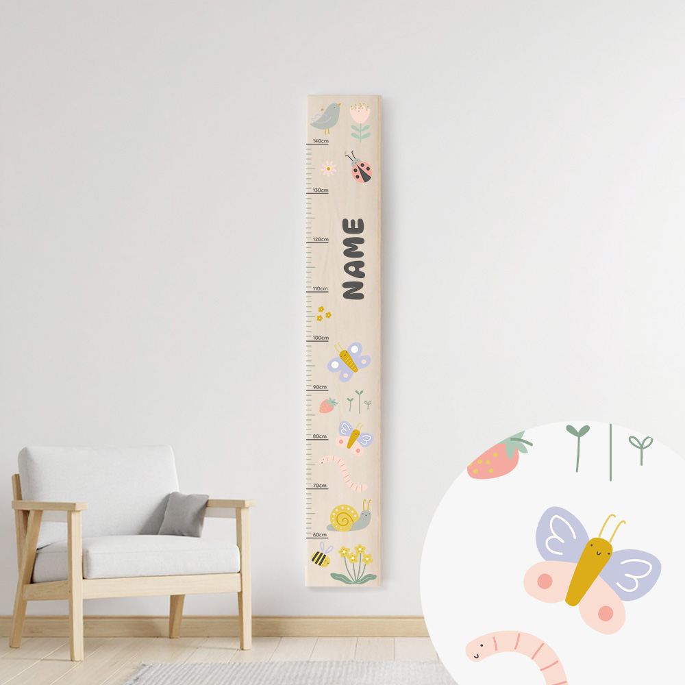 Personalisierte Holz-Messlatte garden bugs – Ein kleiner Garten voller Entdeckungen