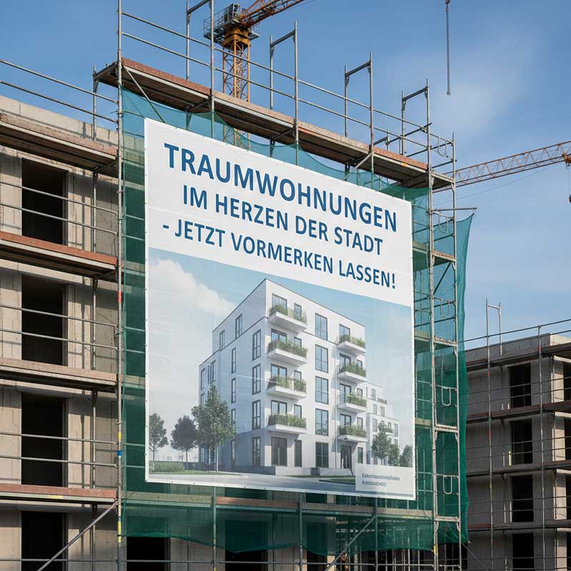 Meshblache an einer Fassade