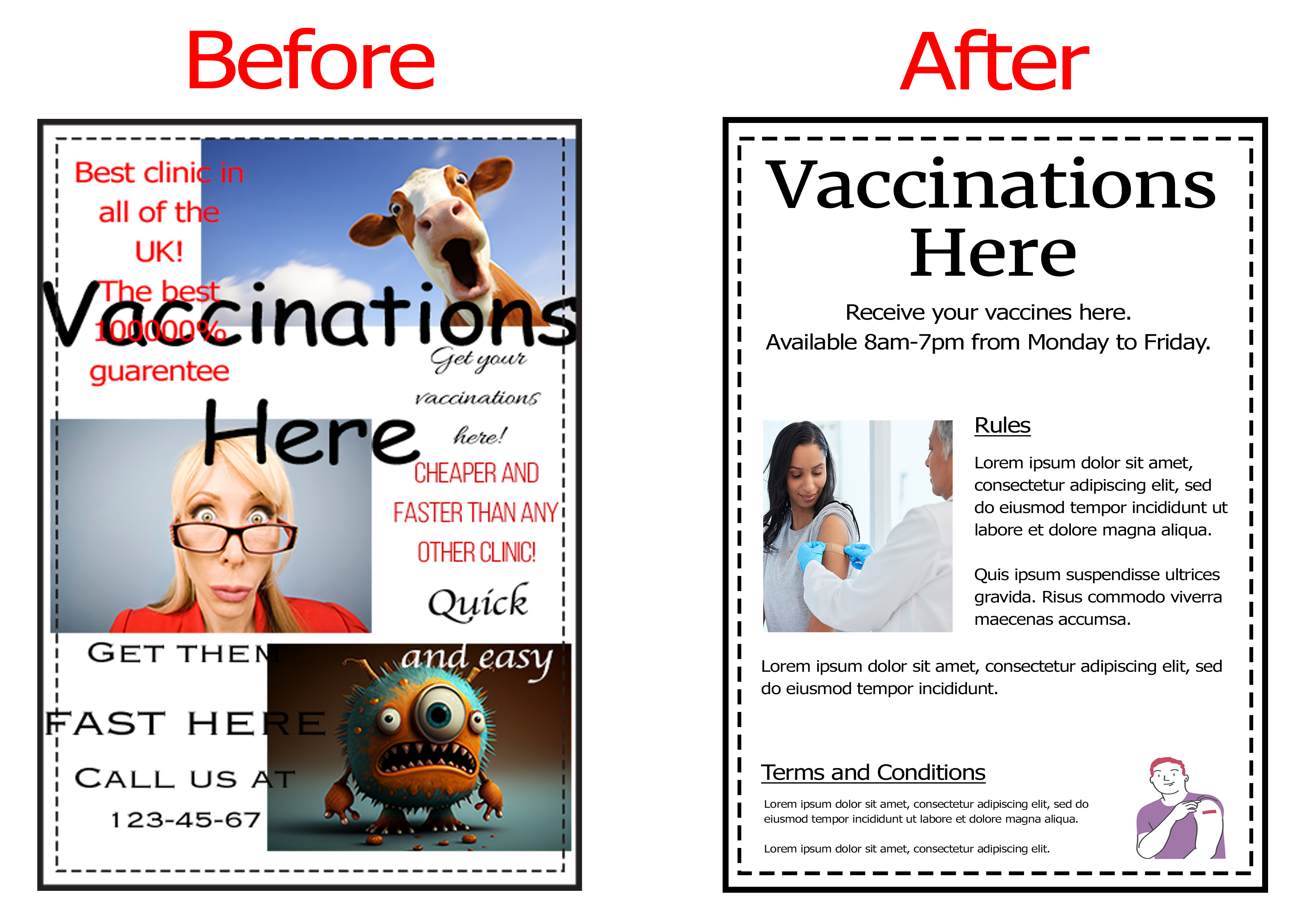 Before and after poster comparison