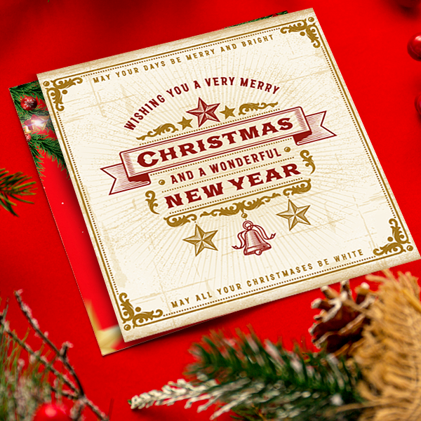 Personalised 148x148 Square Christmas Card - Bundle of 5