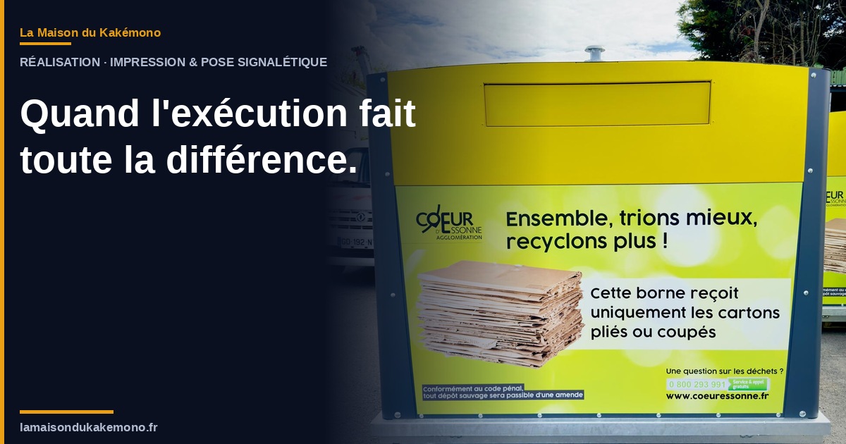 Marquage adhésif sur bornes carton 