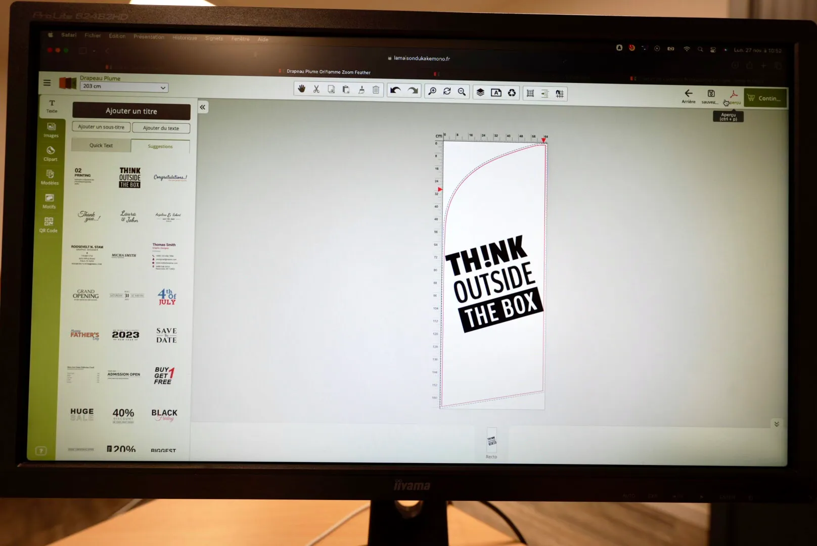 Outil en ligne La Maison du Kakémono pour créer un visuel de kakémono