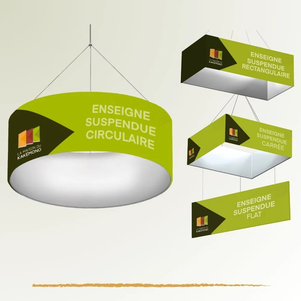 Enseignes suspendues textiles