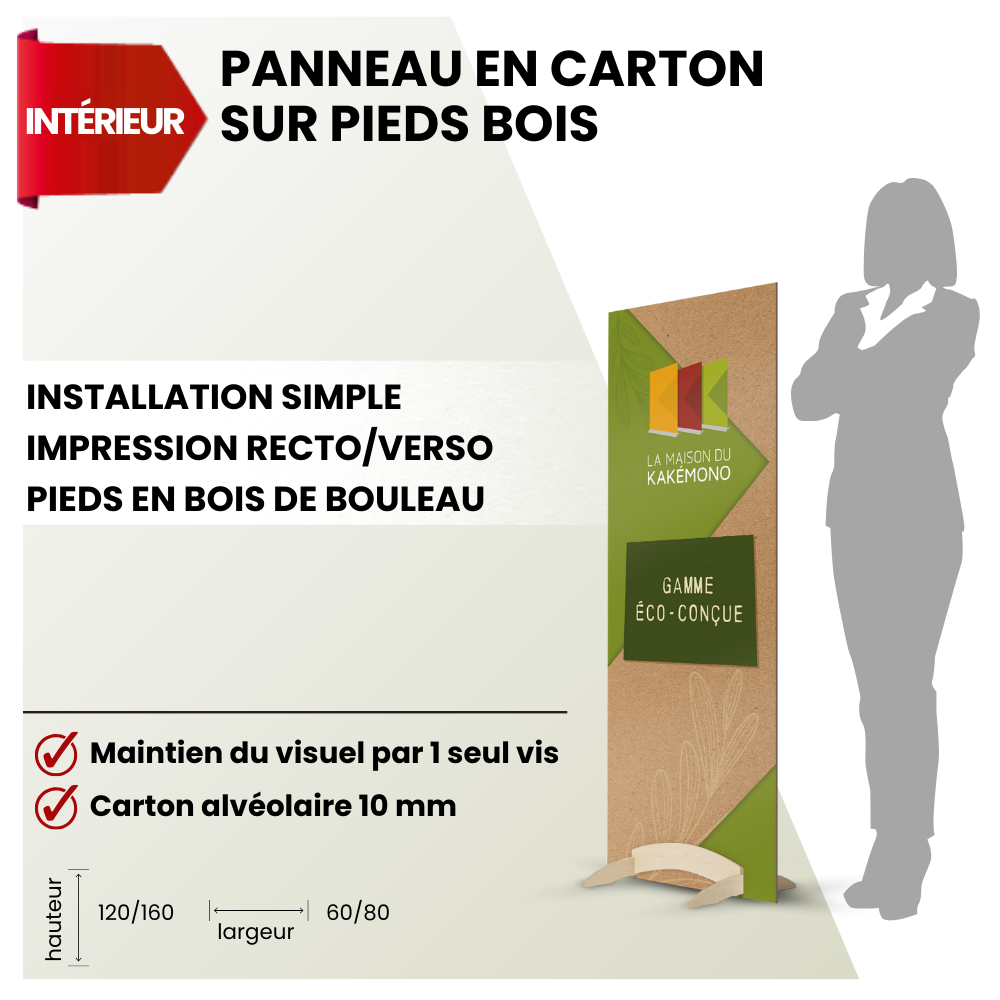 panneau carton socle bois