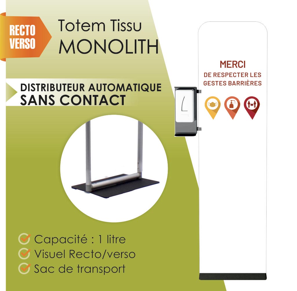Totem tissu Monolith distributeur de gel Totem distributeur gel