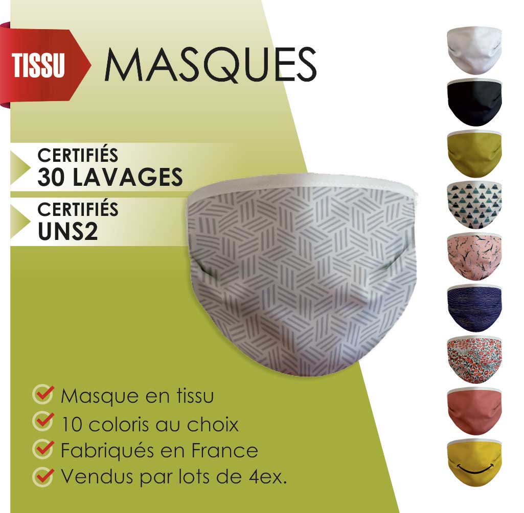 Masque tissu - 10 coloris Masque en tissu grand public