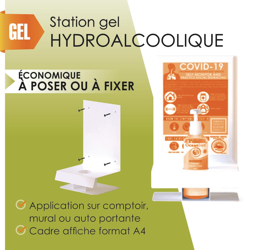 Station gel de comptoir ou murale Station distributeur gel