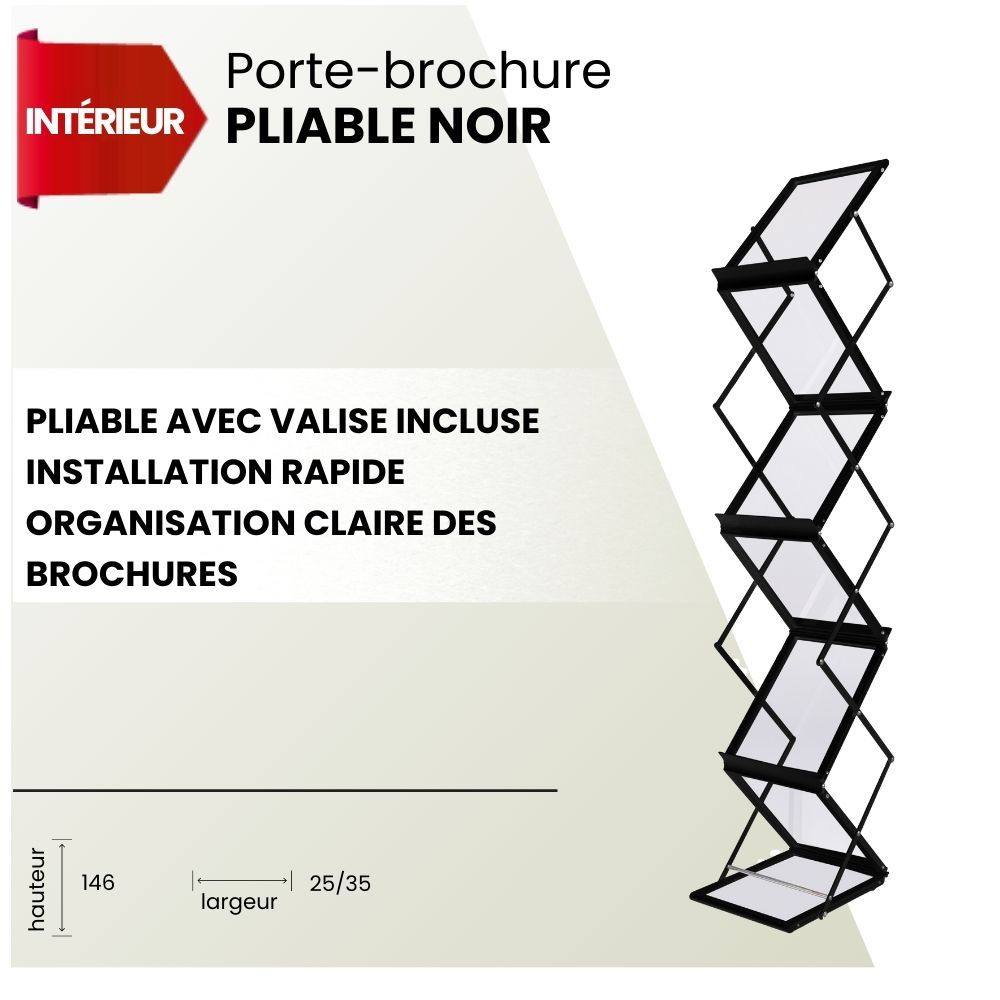 PORTE-BROCHURE-PLIABLE-NOIR