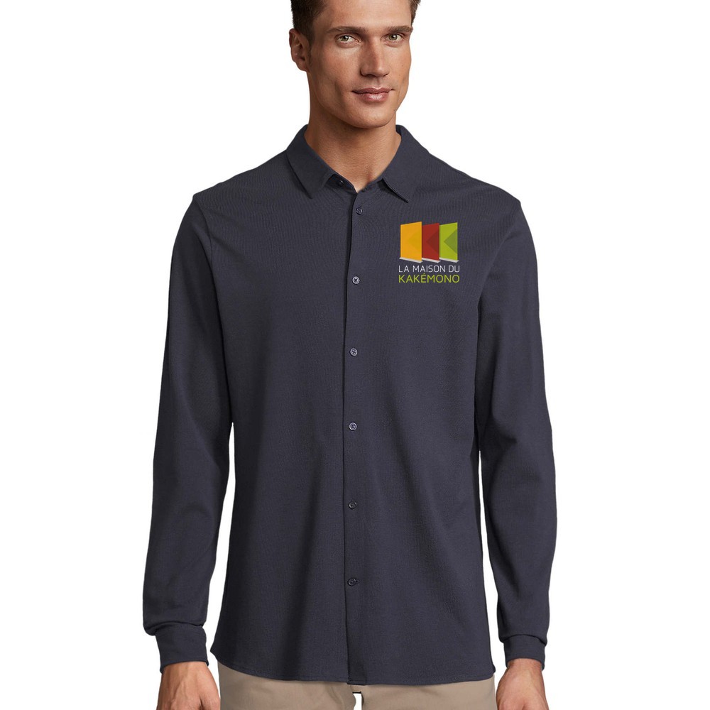 Chemise Basile homme coton bio personnalisée avec logo