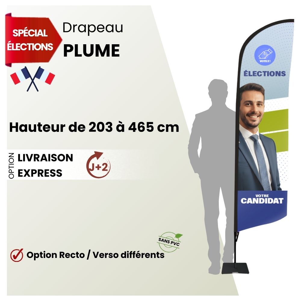 drapeau plume pour elections