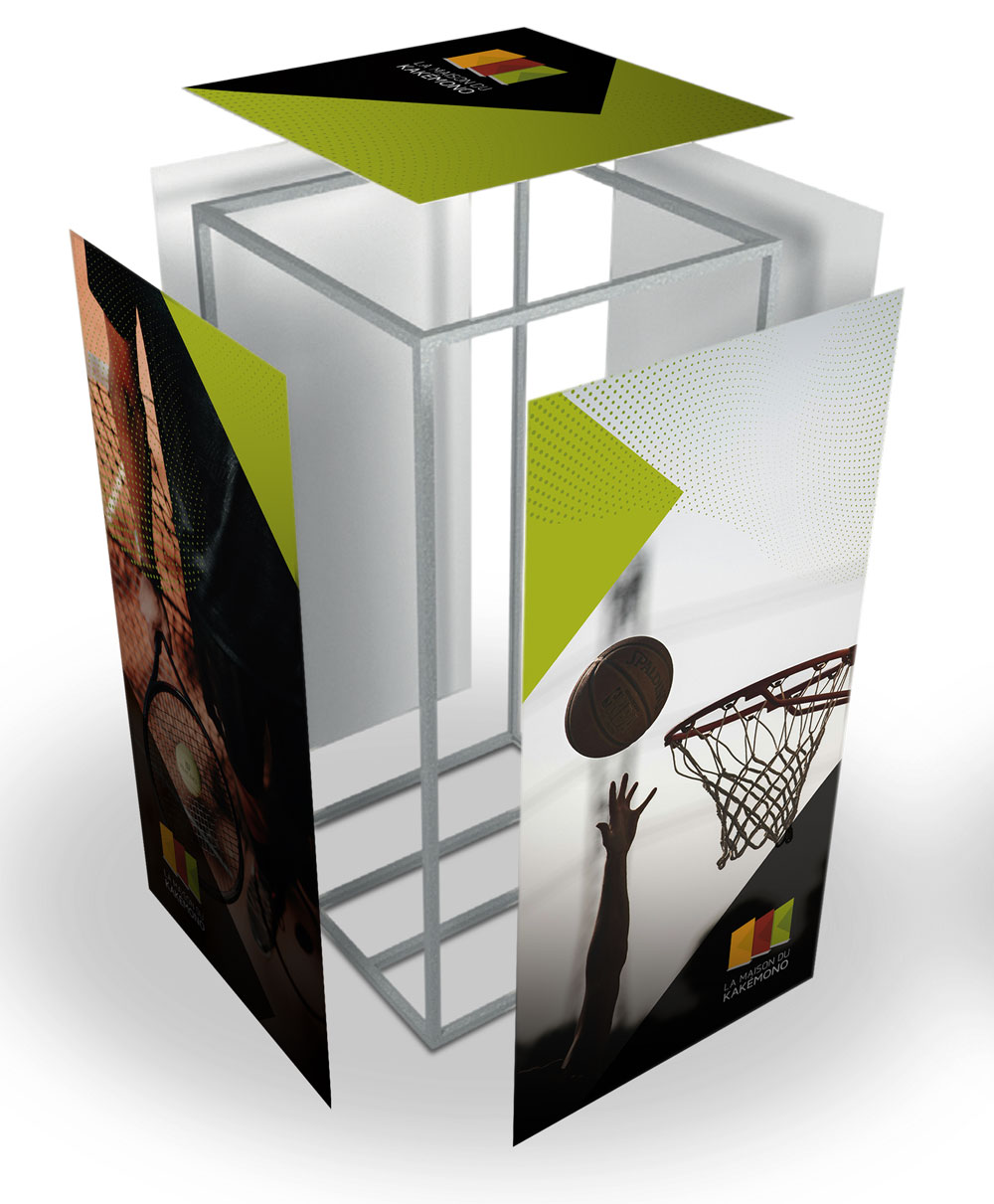 Totem d'exposition aluminium 4 faces