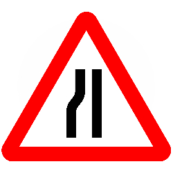 Road narrows from left