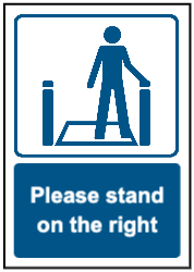 Warning stand on right