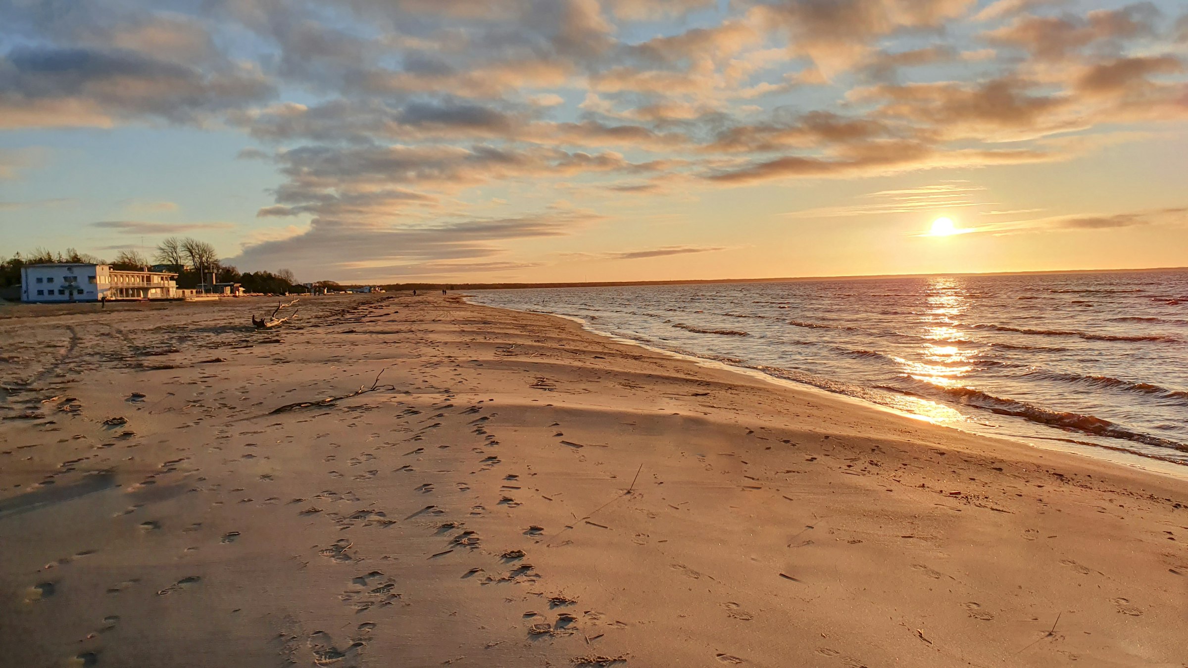 Sandy beach at sunset