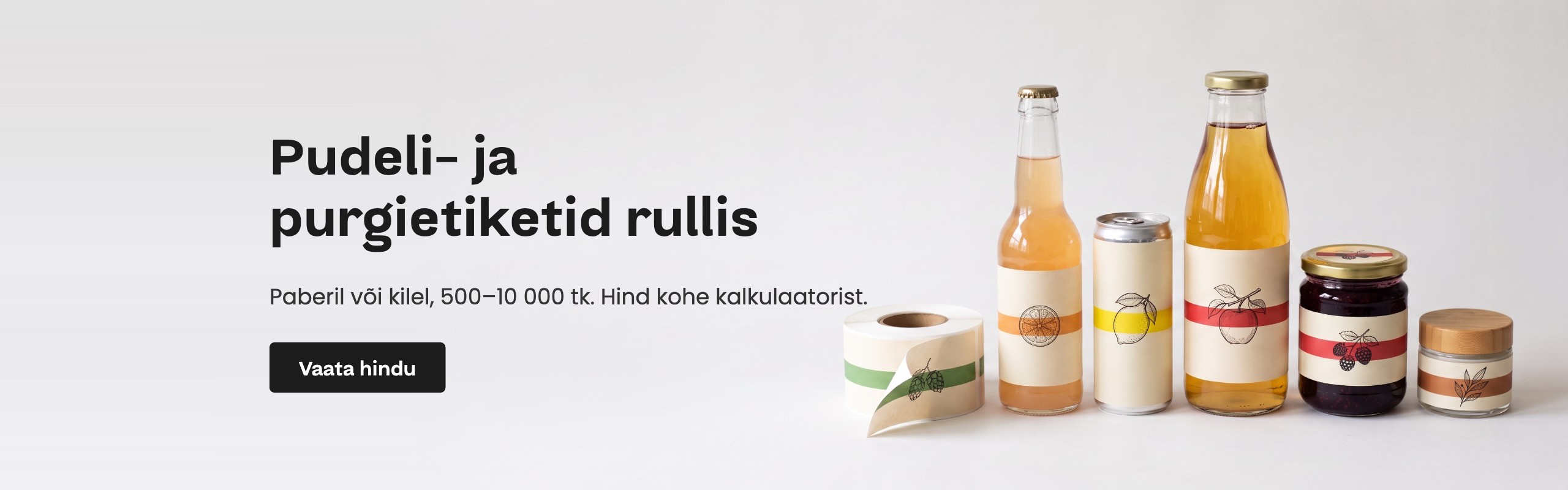 Pudeli- ja purgietiketid rullis