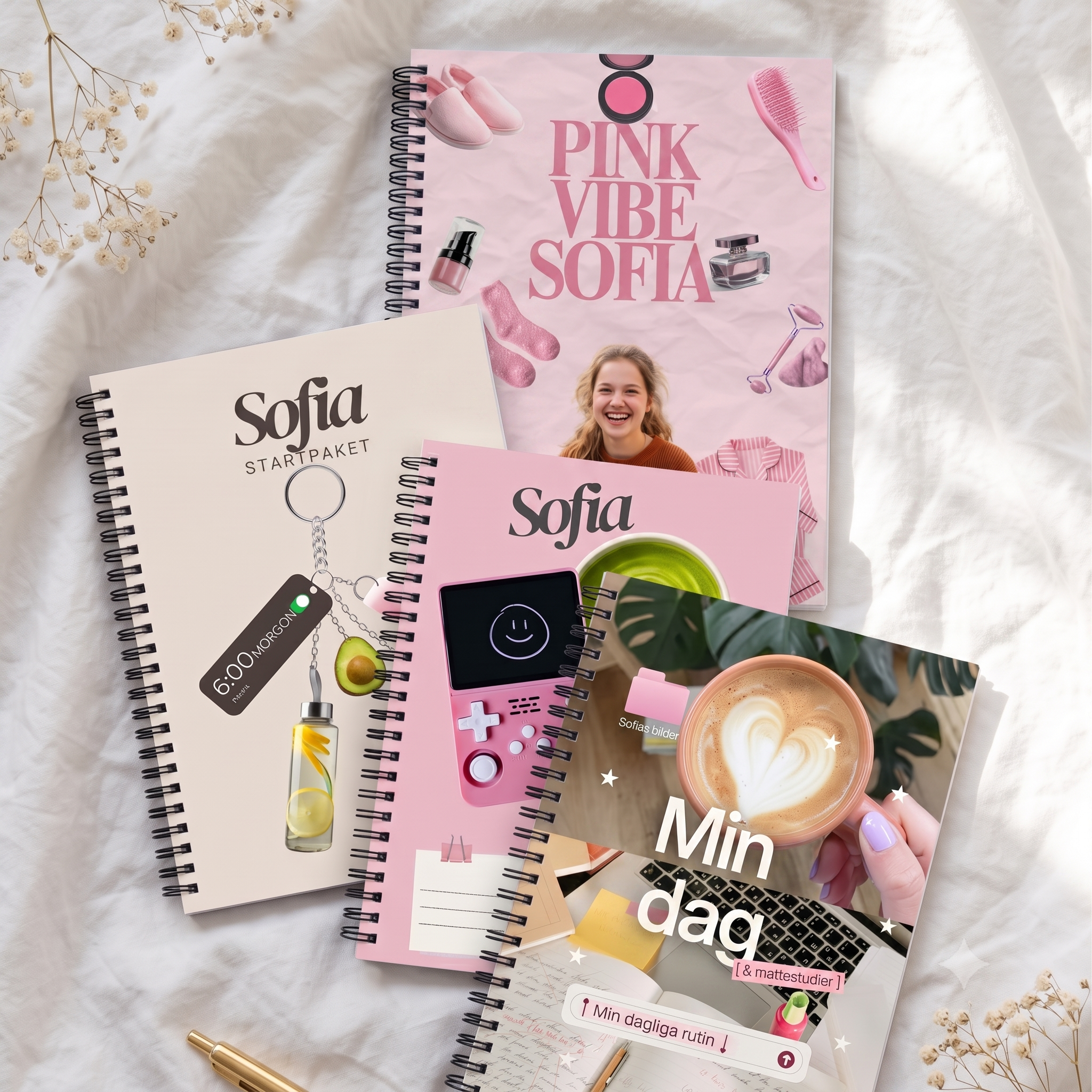 Anteckningsbok-set "Pink Vibe" 4 st