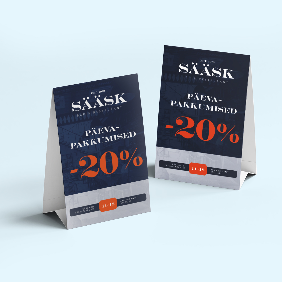 Table tent & table talker two sided.