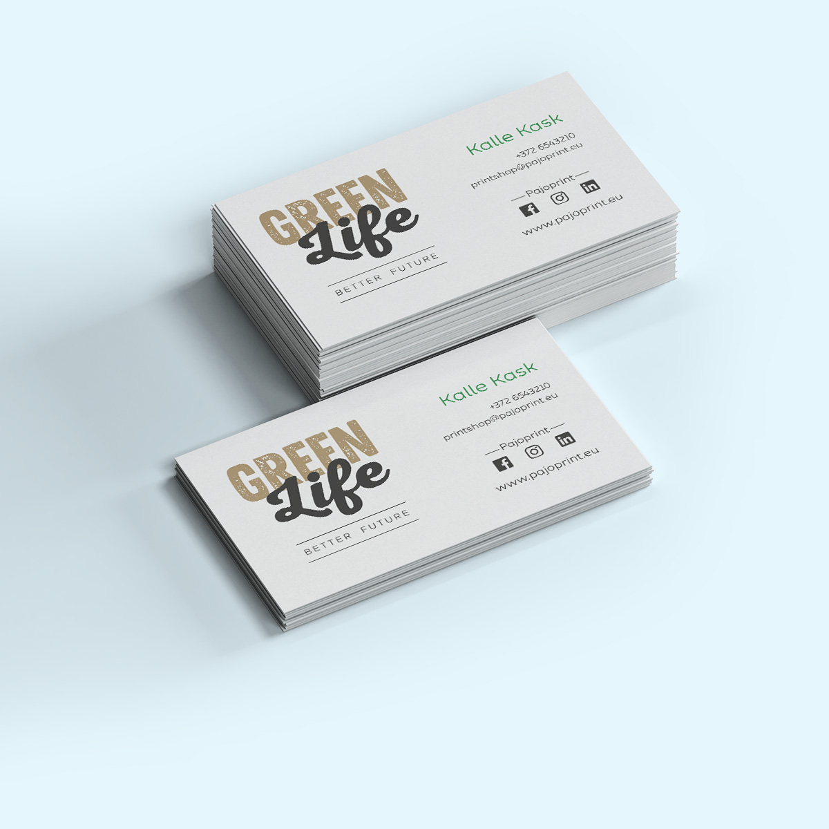 Keskkonnasõbralikud Visiitkaardid - 100% taaskasutatud paberist.