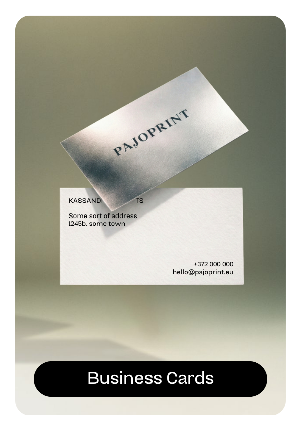 Two high-quality business cards: one with a white background and blue text, the other a dark blue card with spot varnish fini