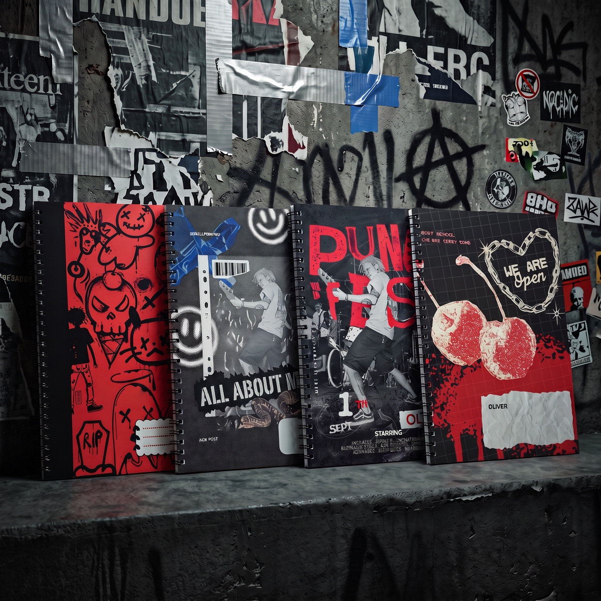Notebook Set "Punk" 4 pcs
