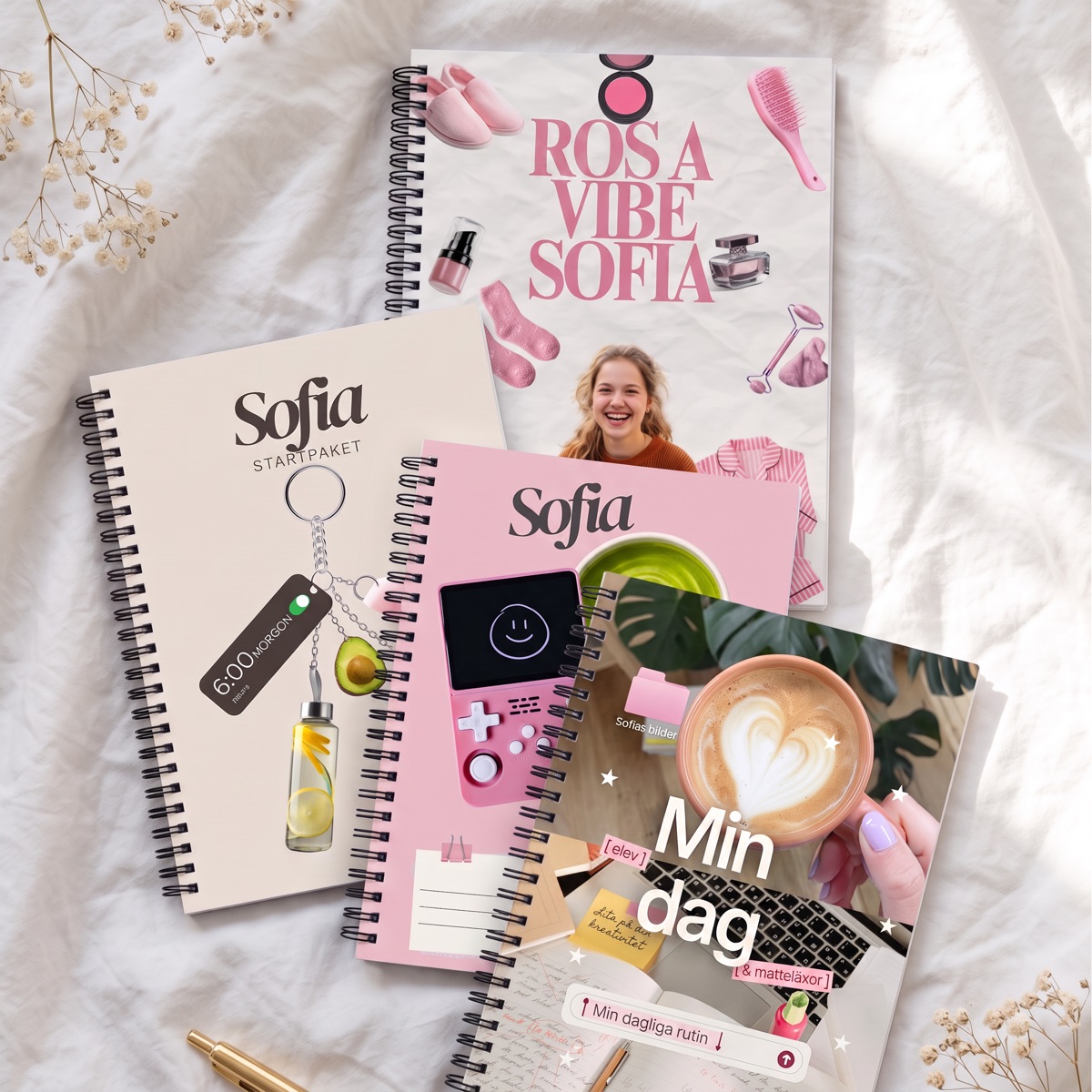 Anteckningsbok-set “Pink Vibe” 4 st