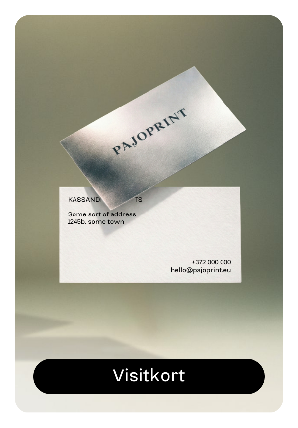 Två högkvalitativa visitkort: ett med vit bakgrund och blå text, det andra mörkblått med partiell lackfinish.