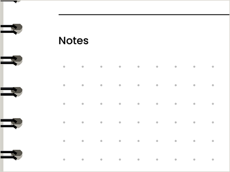 Week on the left, notes on the right