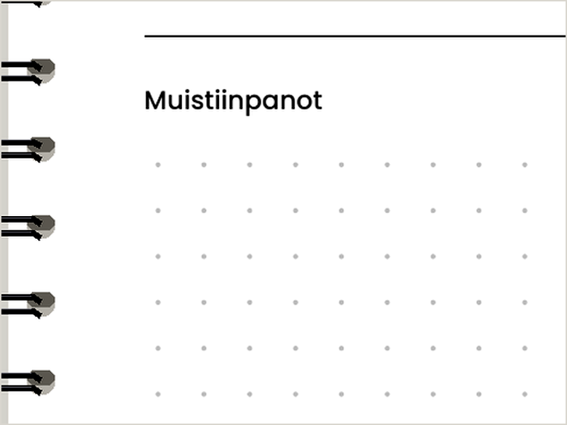 Viikko vasemmalla, muistiinpanot oikealla