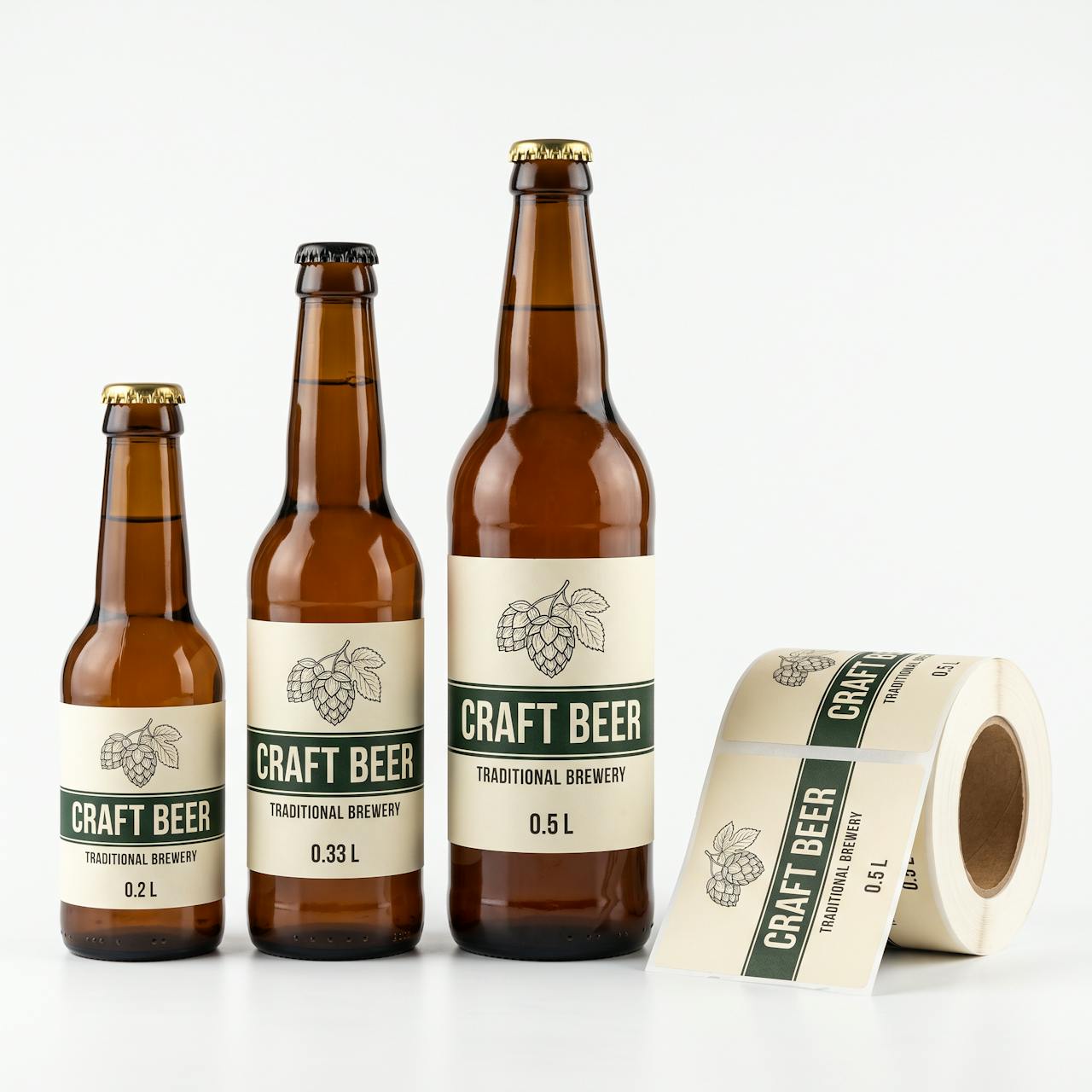 Bottle and can labels on a roll