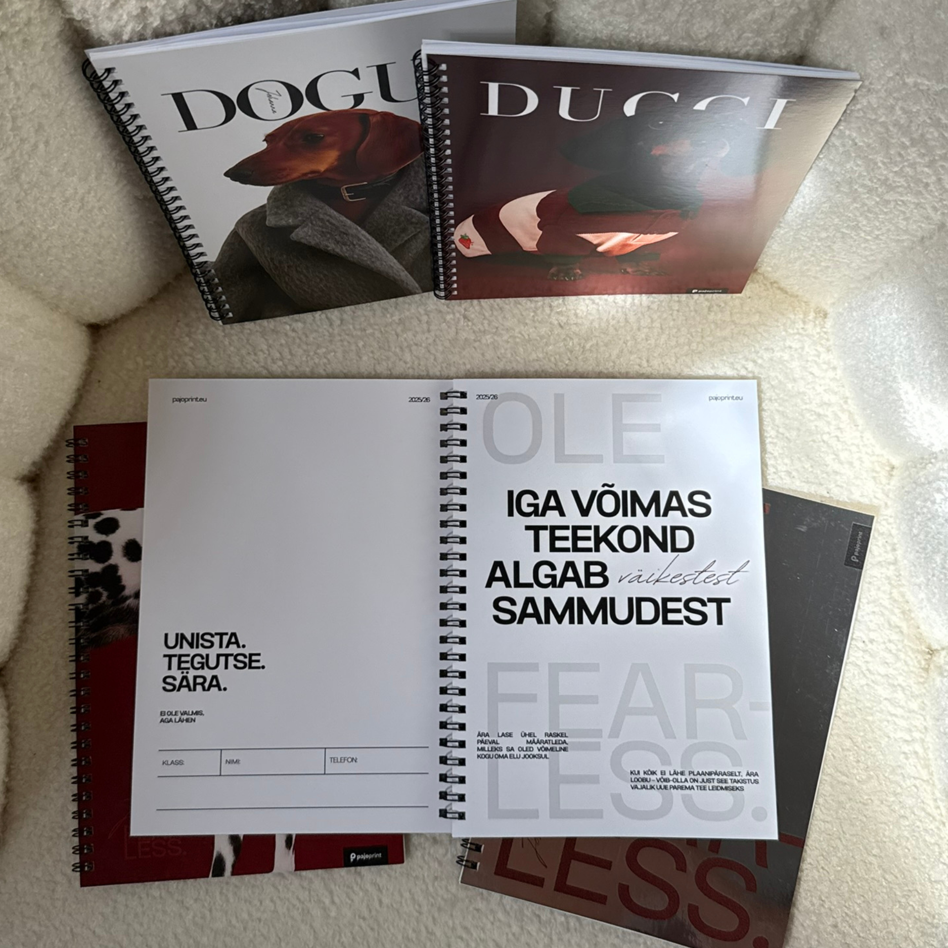 vihik kaustik tagasi kooli back to school notebook notepad kammköide klamberköide trükk vihko komplekt koerad.