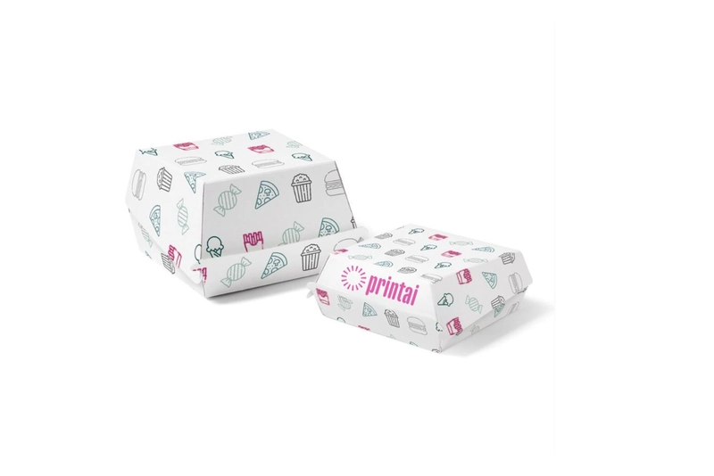caja de hamburguesa en cartón alimentario printai