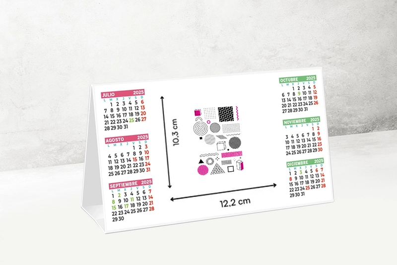 calendario semestral sobremesa medidas