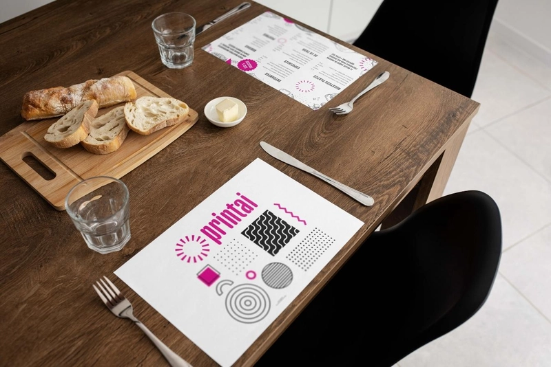 menu papel blanco