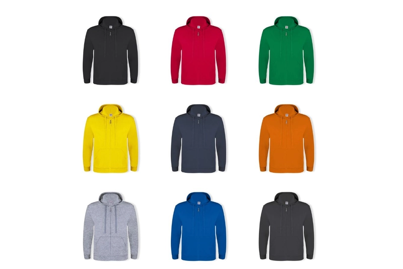 Sudadera capucha y cremallera colores