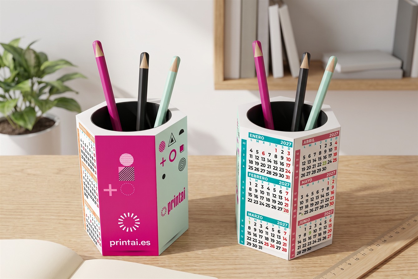 Calendario de sobremesa tipo cubilete personalizado