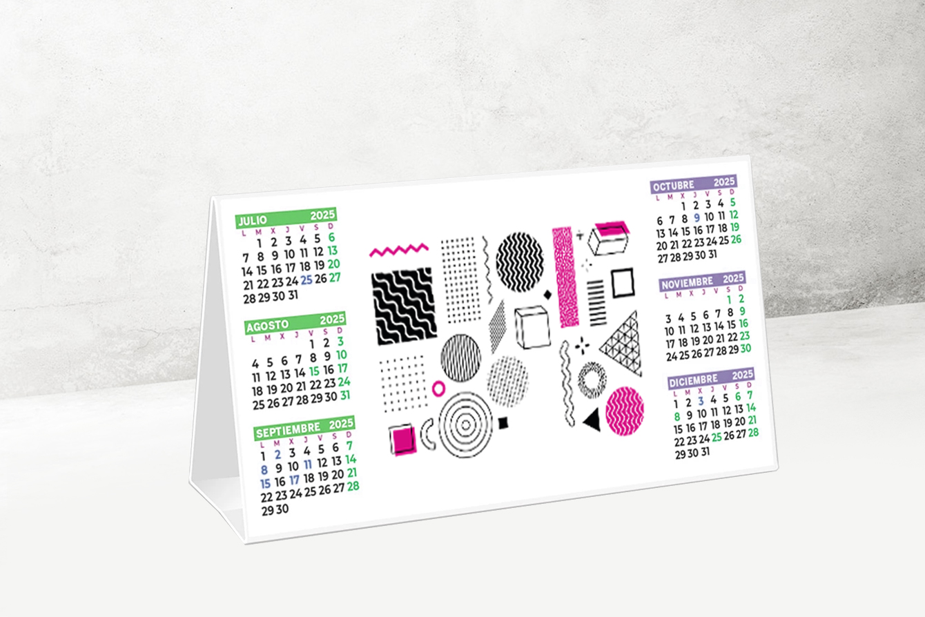 Calendario semestral  de sobremesa personalizado, impreso en españa por tu imprenta online de confianza